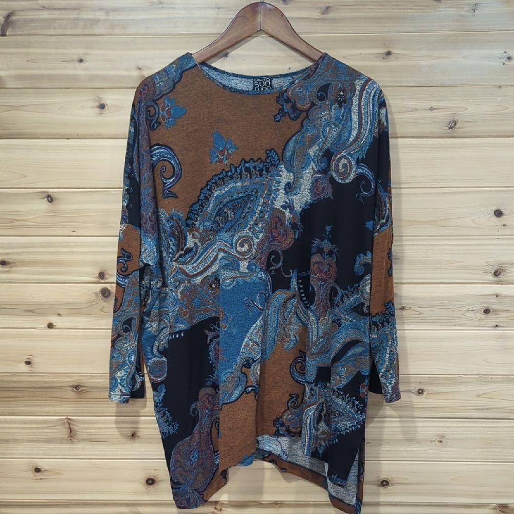 Clara‎ Sun Woo Top Womens Large Multicolor Blouse Art to Wear